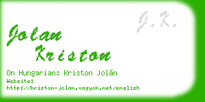 jolan kriston business card